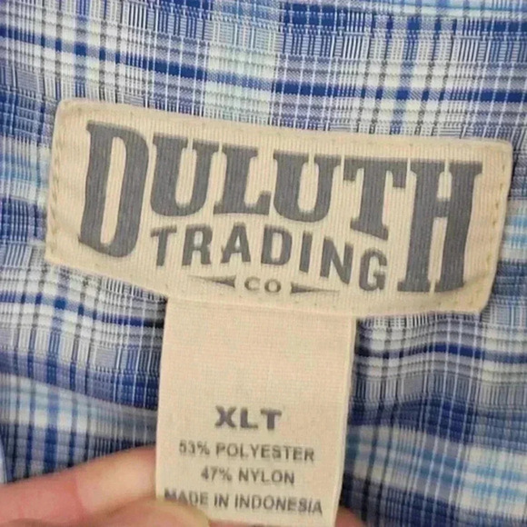 Duluth Trading Mens XLT Blue Plaid Button-Down Outdoor Shirt - Picture 4 of 7